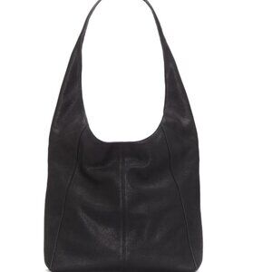 Lucky Brand Black Matte Leather Medium Shoulder Bag Snap Closure